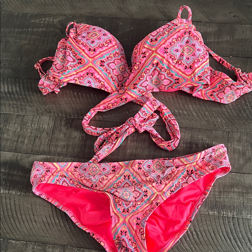 Shade & Shore Pink Patterned Bikini